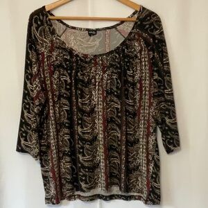 Rafaella Women 3/4 Sleeve Tops Multicolor Size 2X